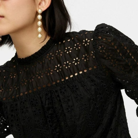 J.Crew NWT Aqua Ditsy Eyelet Tie-Back Top size S - Picture 4 of 10